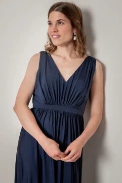 Blaues Brautjungfernkleid mit Rückenausschnitt |<Eliza & Ethan