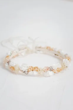 Blumenkranz im Vintage Stil mit Schleierkraut und Blüten in Rosé und Ivory<Esperanza