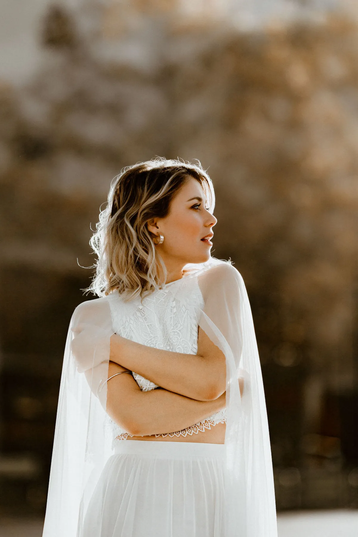 Braut Cape mit langer Schleppe – Oriana<noni Clearance
