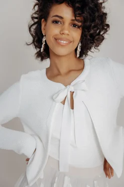Braut Cardigan aus Stretch-Strick mit Schleife<forever & eva Online