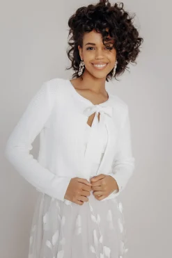 Braut Cardigan aus Stretch-Strick mit Schleife<forever & eva Online