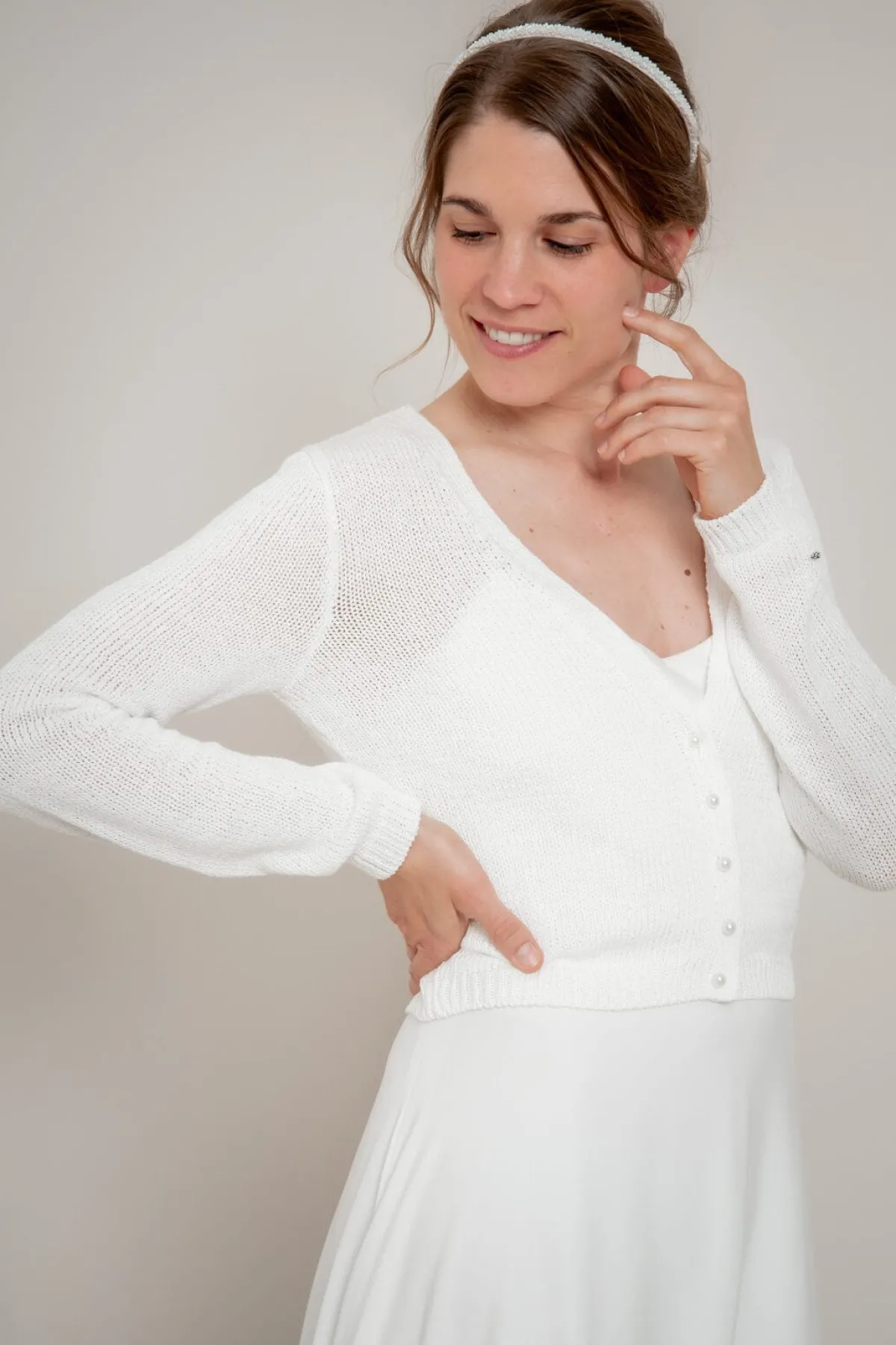 Braut Cardigan mit Perlenknöpfen<forever & eva Clearance