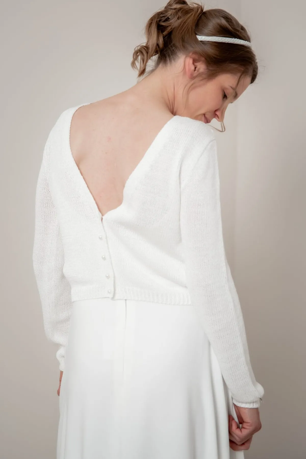 Braut Cardigan mit Perlenknöpfen<forever & eva Clearance