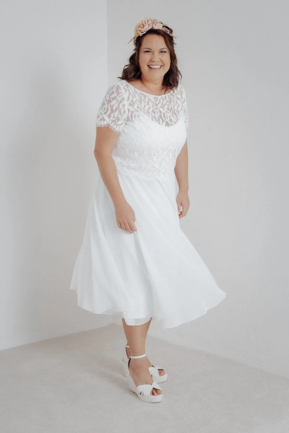 Braut Chiffonrock in Ivory – Emmi Curvy<noni Clearance