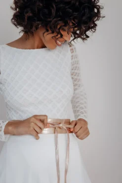 Brautgürtel Roségold, aus feinem Leder – Marielle<noni Discount