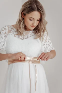 Brautgürtel Roségold, aus feinem Leder – Marielle<noni Discount