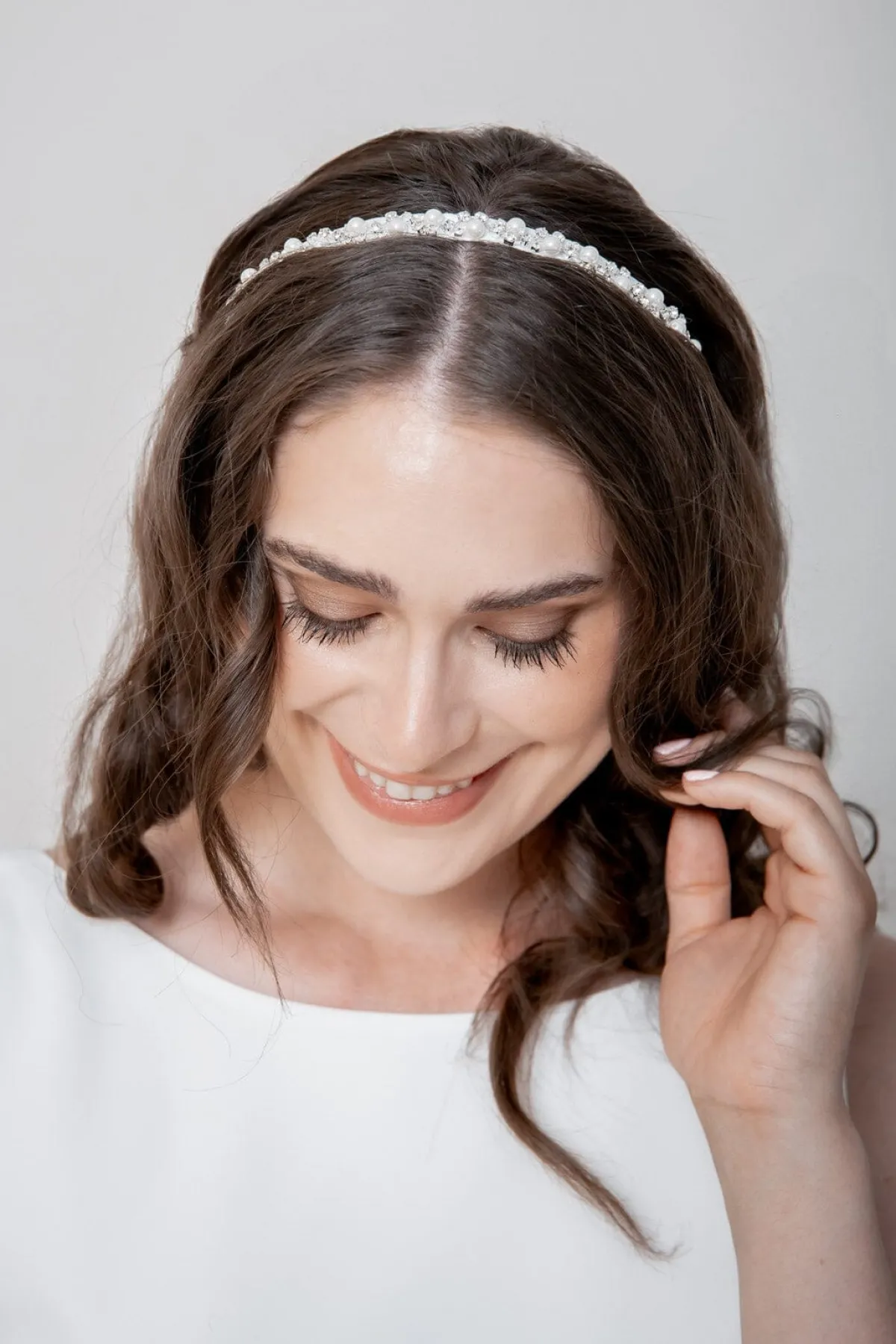 Braut Haarband in Ivory mit Strass und Perlen<Weise Sale
