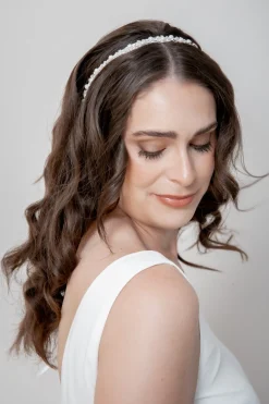 Braut Haarband in Ivory mit Strass und Perlen<Weise Sale