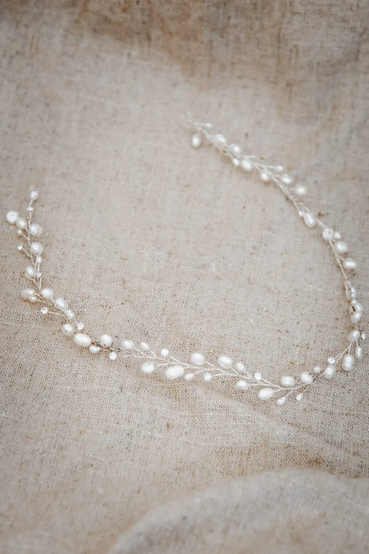 Braut Haarband mit Süßwasserperlen und Strass<Weise New
