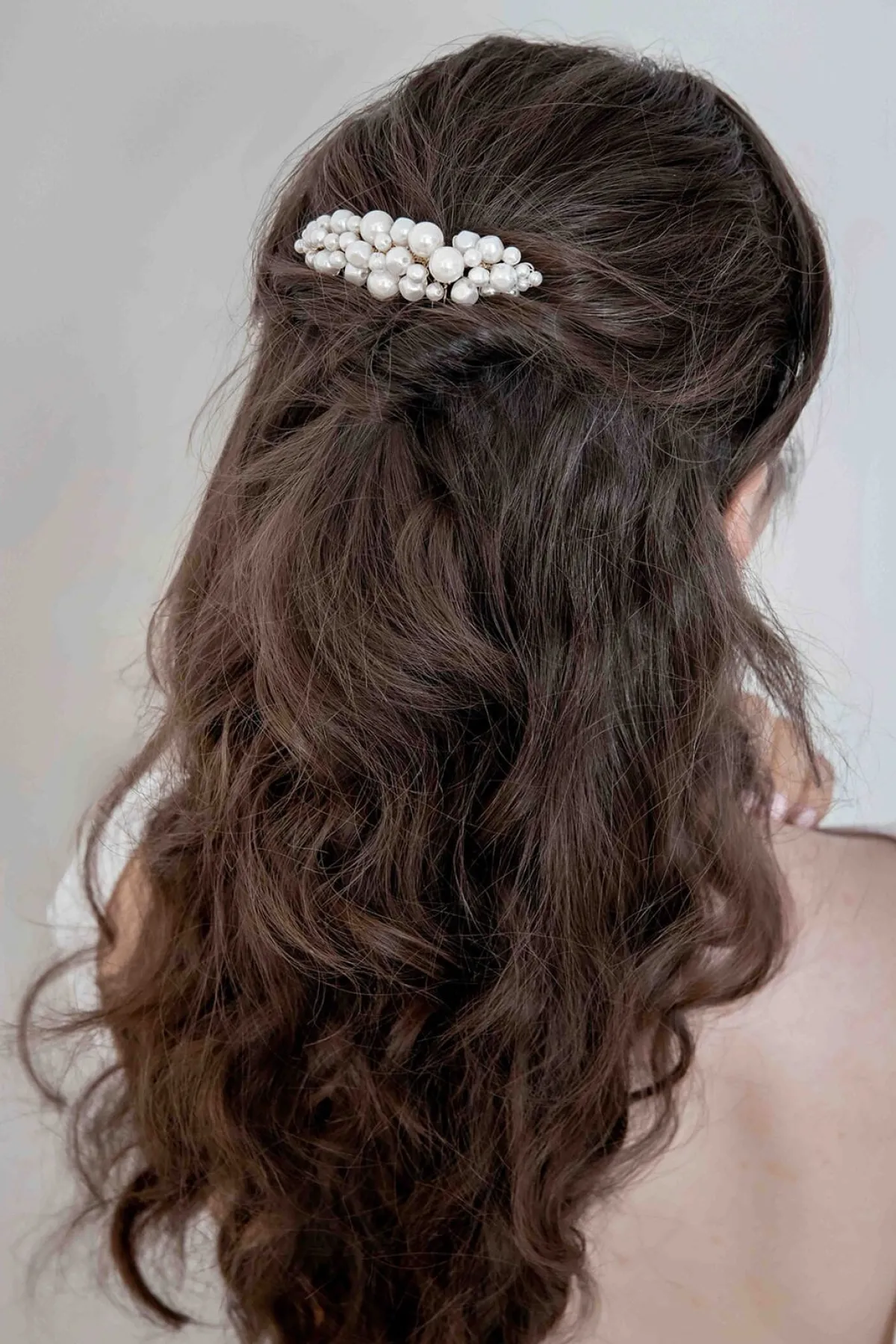 Braut Haarkamm in Halbmondform mit Perlen<Poirier Hot