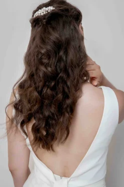 Braut Haarkamm in Halbmondform mit Perlen<Poirier Hot