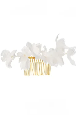 Braut Haarkamm mit Seidenblüten<Novia Blanca Sale