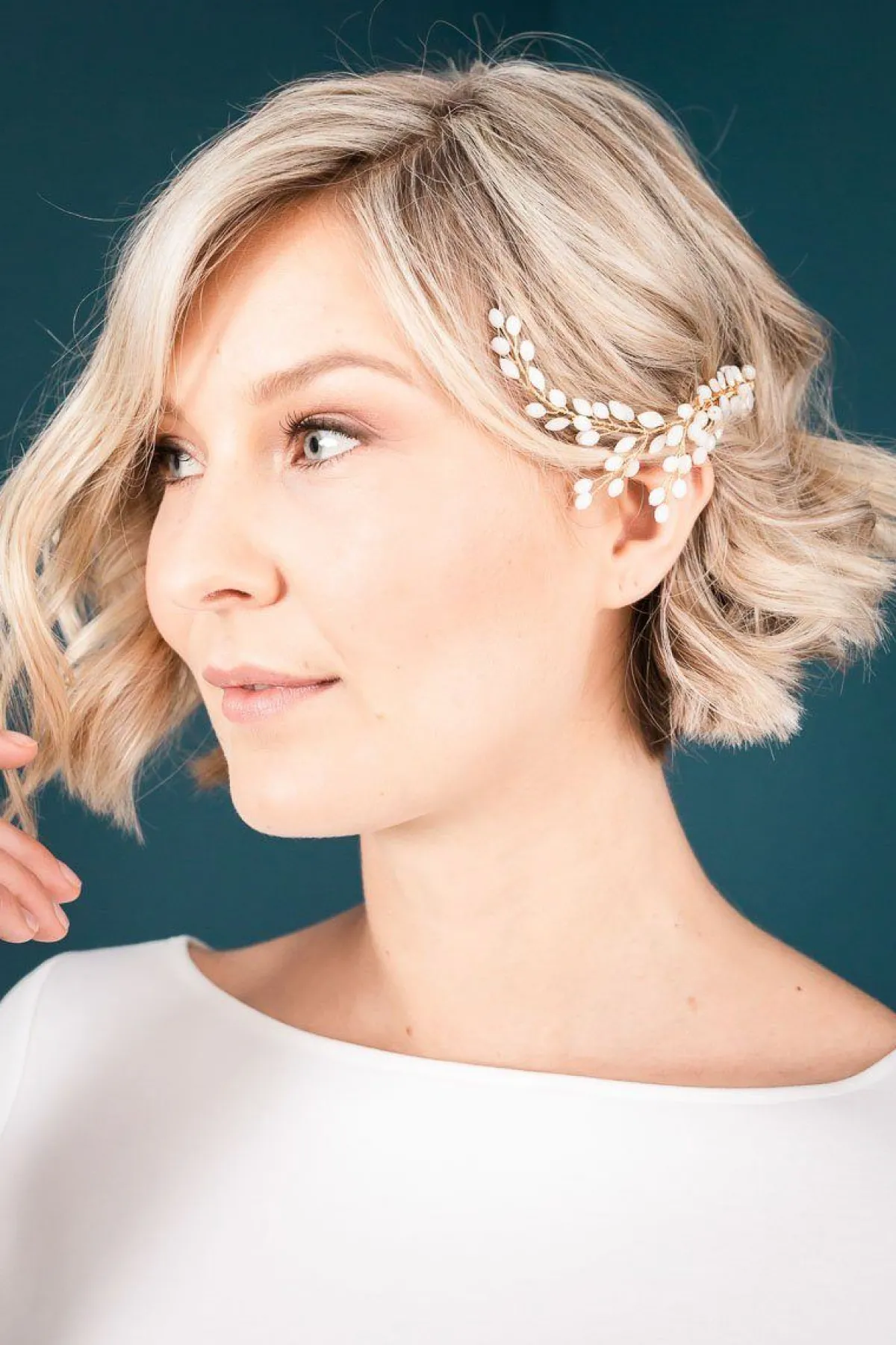 Braut Haarklammer, Haarschmuck mit Opalsteinen<La Chia Hot