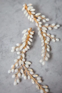 Braut Haarklammer, Haarschmuck mit Opalsteinen<La Chia Hot