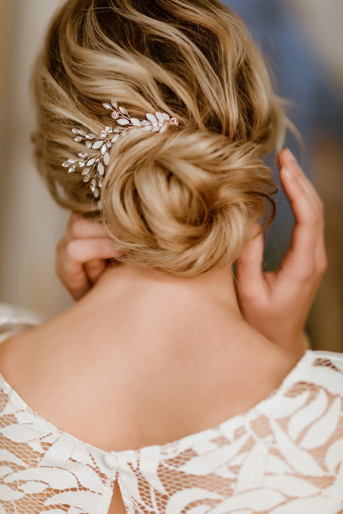 Braut Haarschmuck, Haarspange mit Strass und Kristall<La Chia Clearance