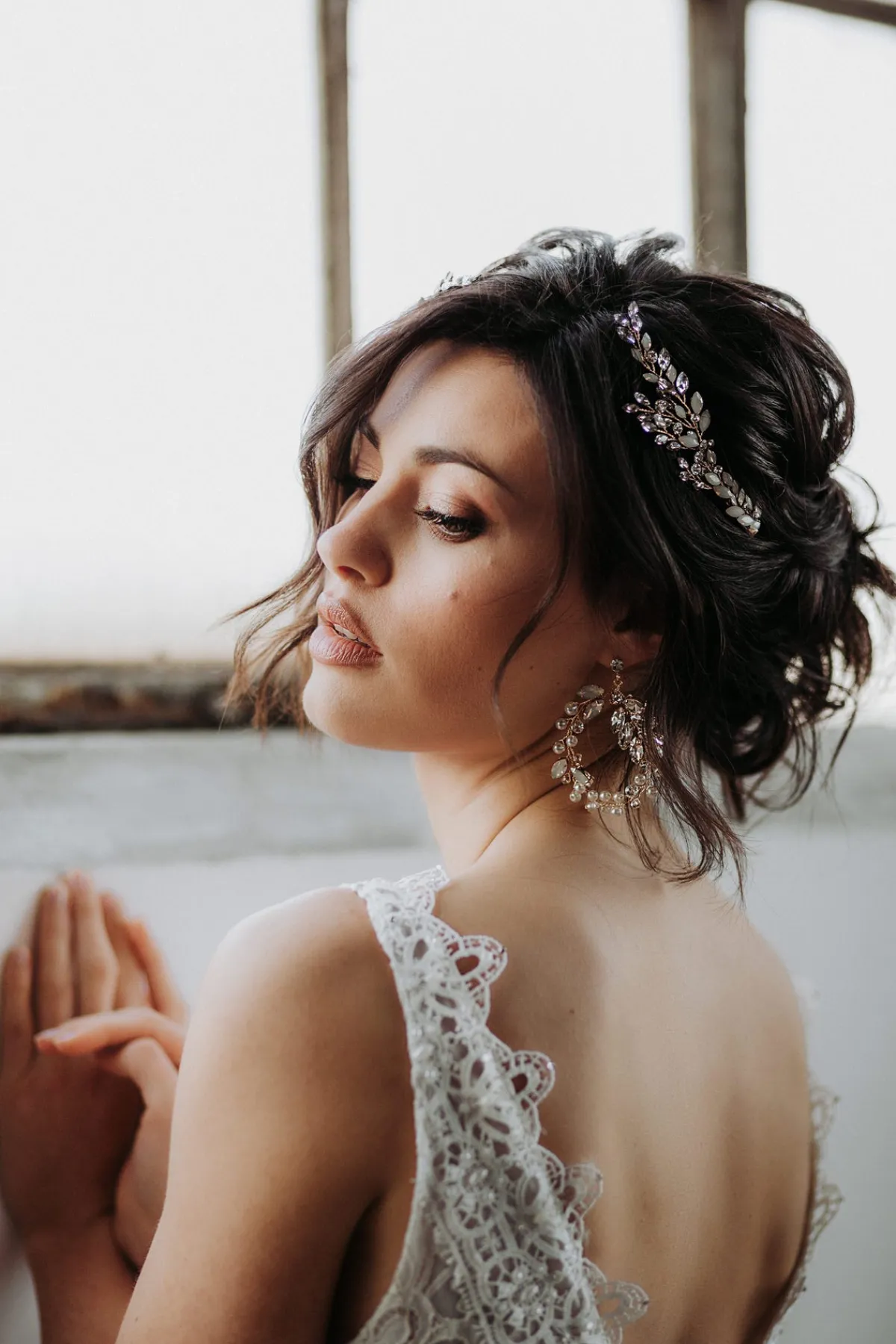 Braut Haarschmuck, Haarspange mit Strass und Kristall<La Chia Clearance