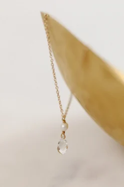 Braut Halskette mit Kristall-Tropfen und Süßwasserperle – Cupid<Juvelan New