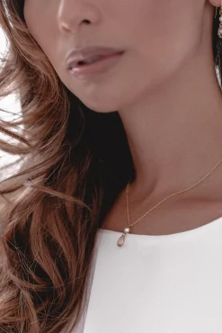 Braut Halskette mit Kristall-Tropfen und Süßwasserperle – Cupid<Juvelan New