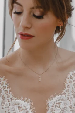 Braut Halskette mit Kristall-Tropfen und Süßwasserperle – Cupid<Juvelan New