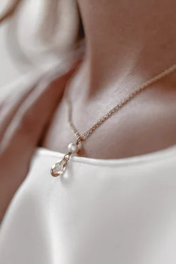 Braut Halskette mit Kristall-Tropfen und Süßwasserperle – Cupid<Juvelan New
