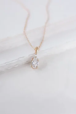 Braut Halskette mit ovalem Kristall-Anhänger – Dazzling Beauty<Juvelan Online