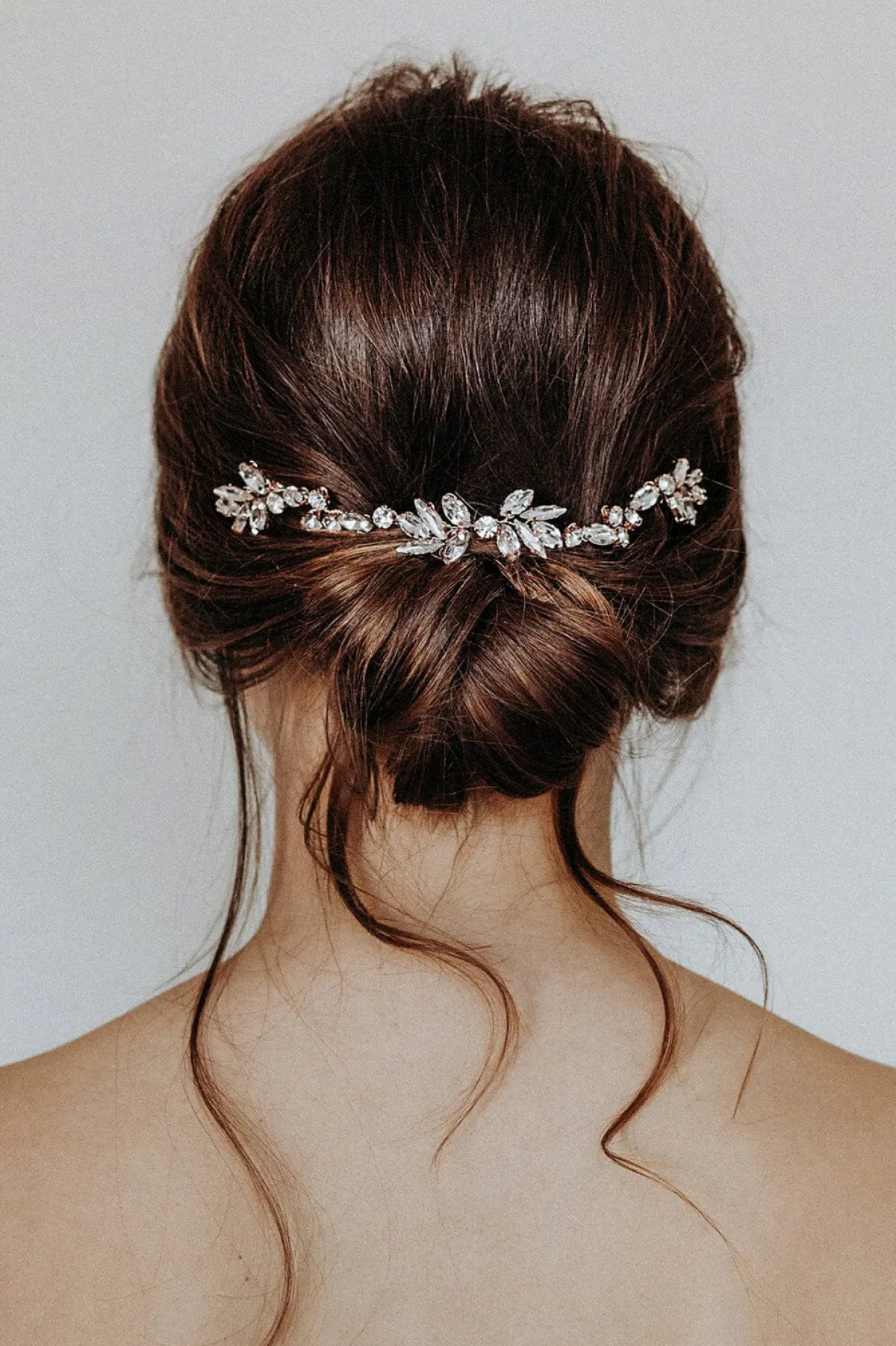 Braut Headpiece in Roségold mit Strass-Blättern<La Chia Hot