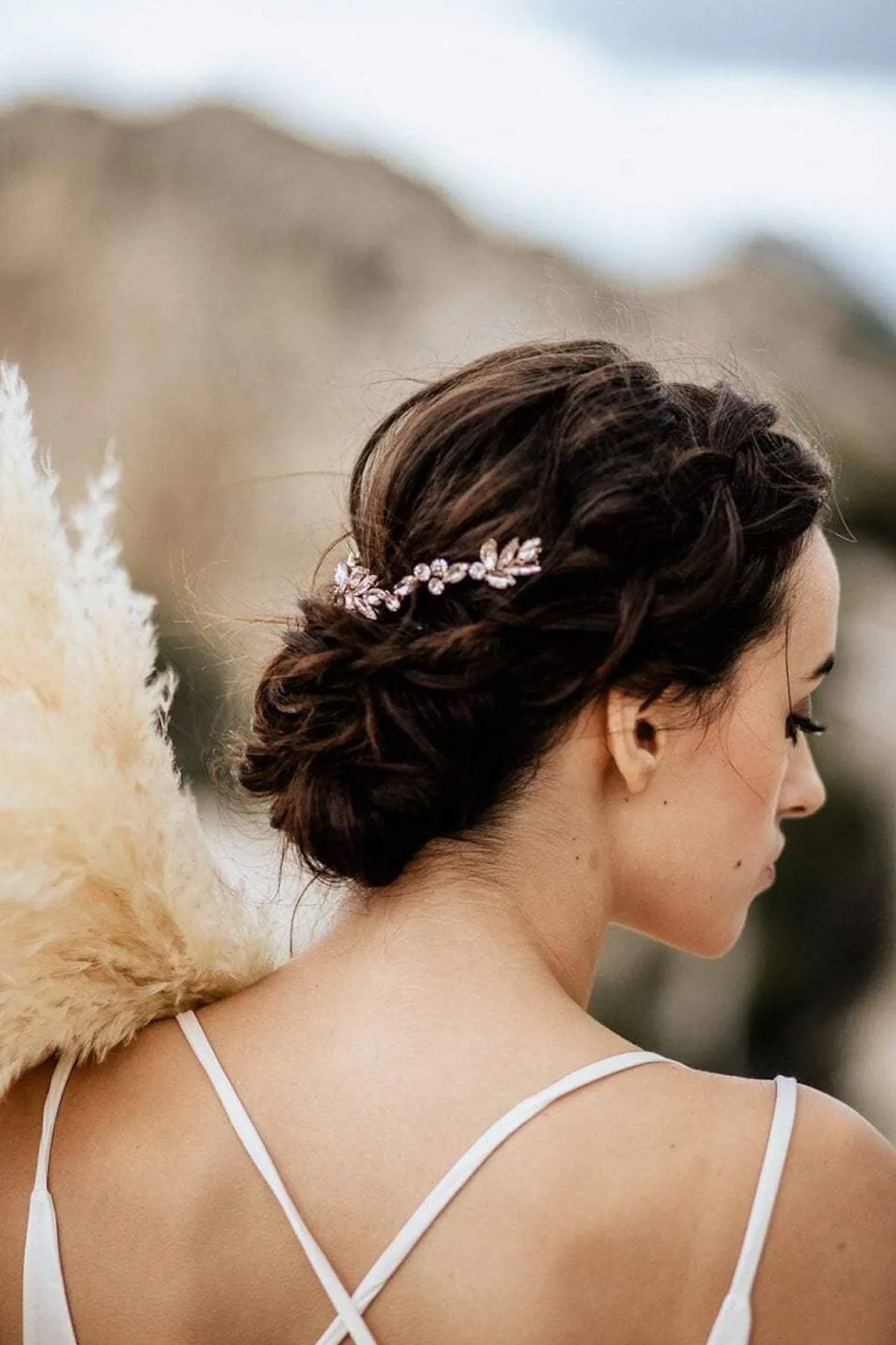 Braut Headpiece in Roségold mit Strass-Blättern<La Chia Hot