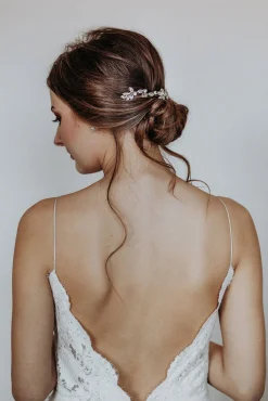 Braut Headpiece in Roségold mit Strass-Blättern<La Chia Hot