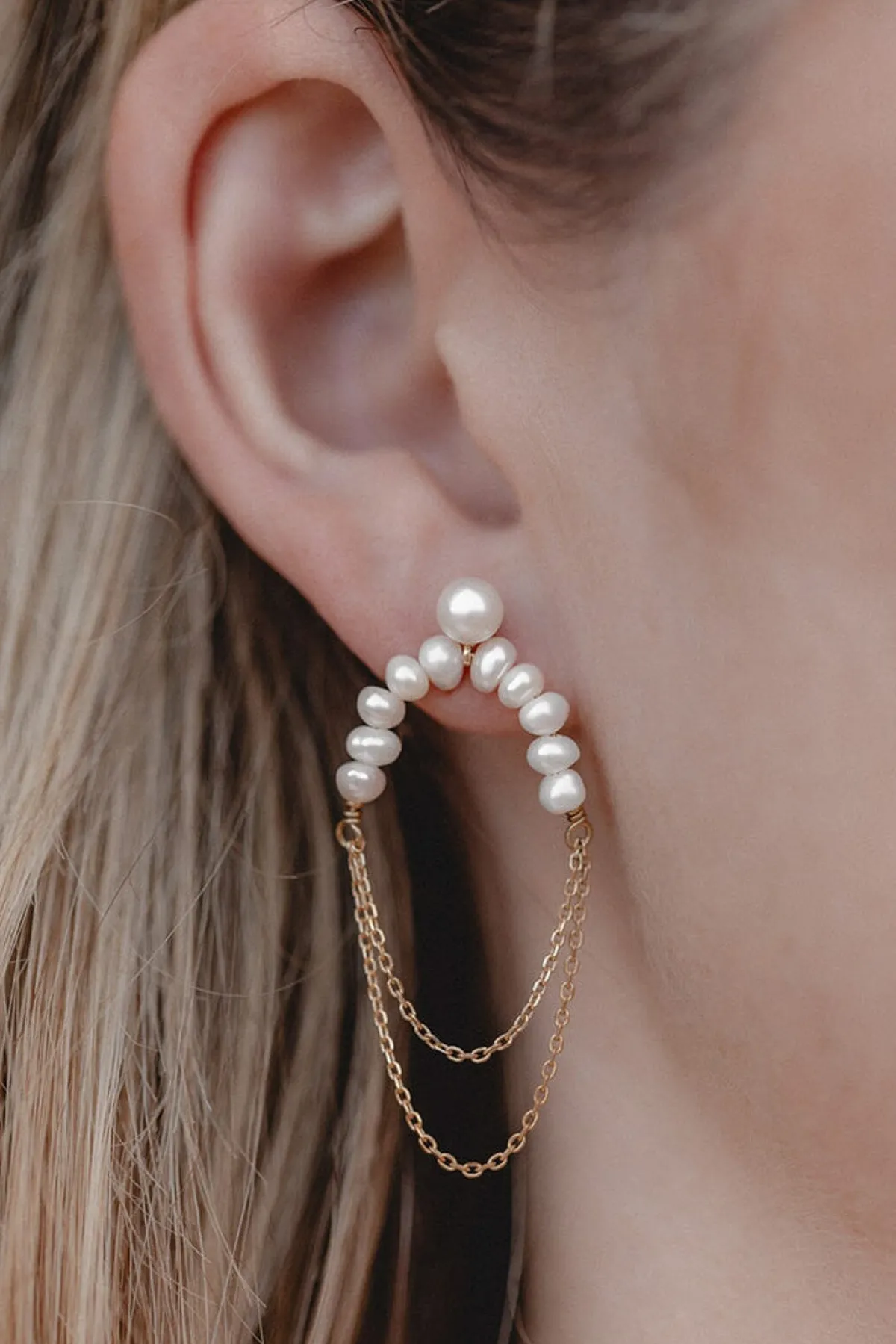 Braut Ohrringe mit Perlen und Kettengliedern – Waverider<Juvelan Discount