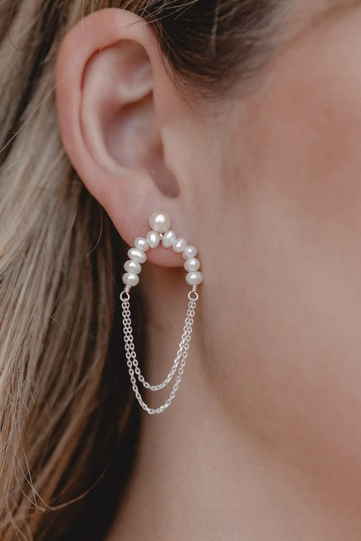 Braut Ohrringe mit Perlen und Kettengliedern – Waverider<Juvelan Discount