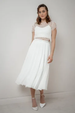 Braut Rock aus Chiffon in Midi-Länge – Mireya<noni