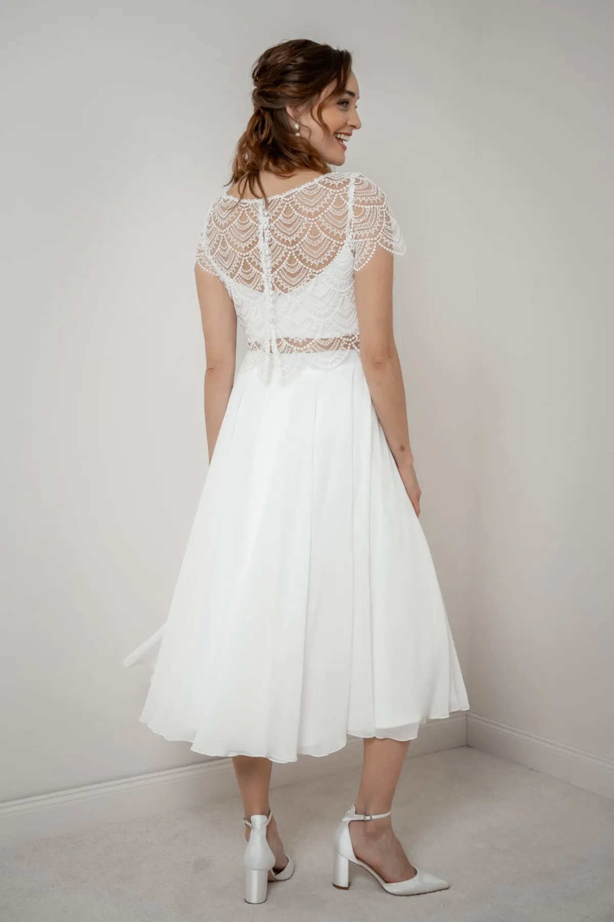 Braut Rock aus Chiffon in Midi-Länge – Mireya<noni