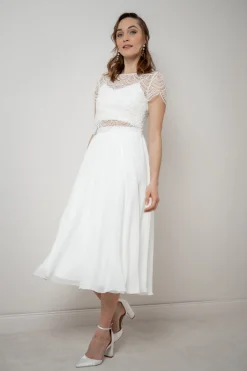 Braut Rock aus Chiffon in Midi-Länge – Mireya<noni