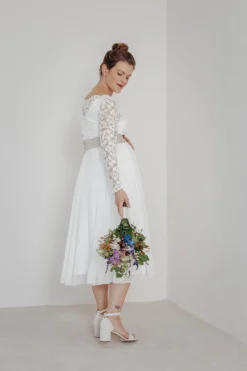 Braut Rock aus Chiffon in Midi-Länge – Mireya<noni
