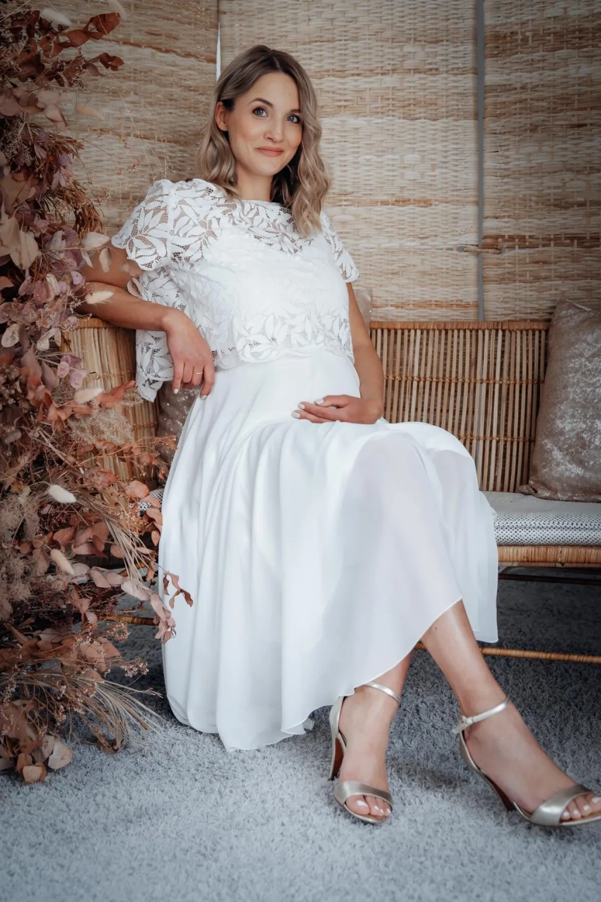 Braut Rock aus Chiffon in Midi-Länge – Mireya<noni