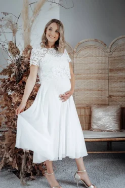 Braut Rock aus Chiffon in Midi-Länge – Mireya<noni