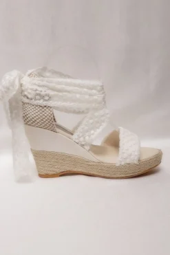 Braut Sandaletten, Wedges mit Bändern und Pünktchenmuster - Megan<BridalAmanecer Sale