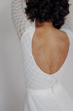 Brautschmuck, zweireihige Rückenkette mit Strasstropfen<La Chia New