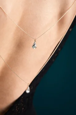 Brautschmuck, zweireihige Rückenkette mit Strasstropfen<La Chia New
