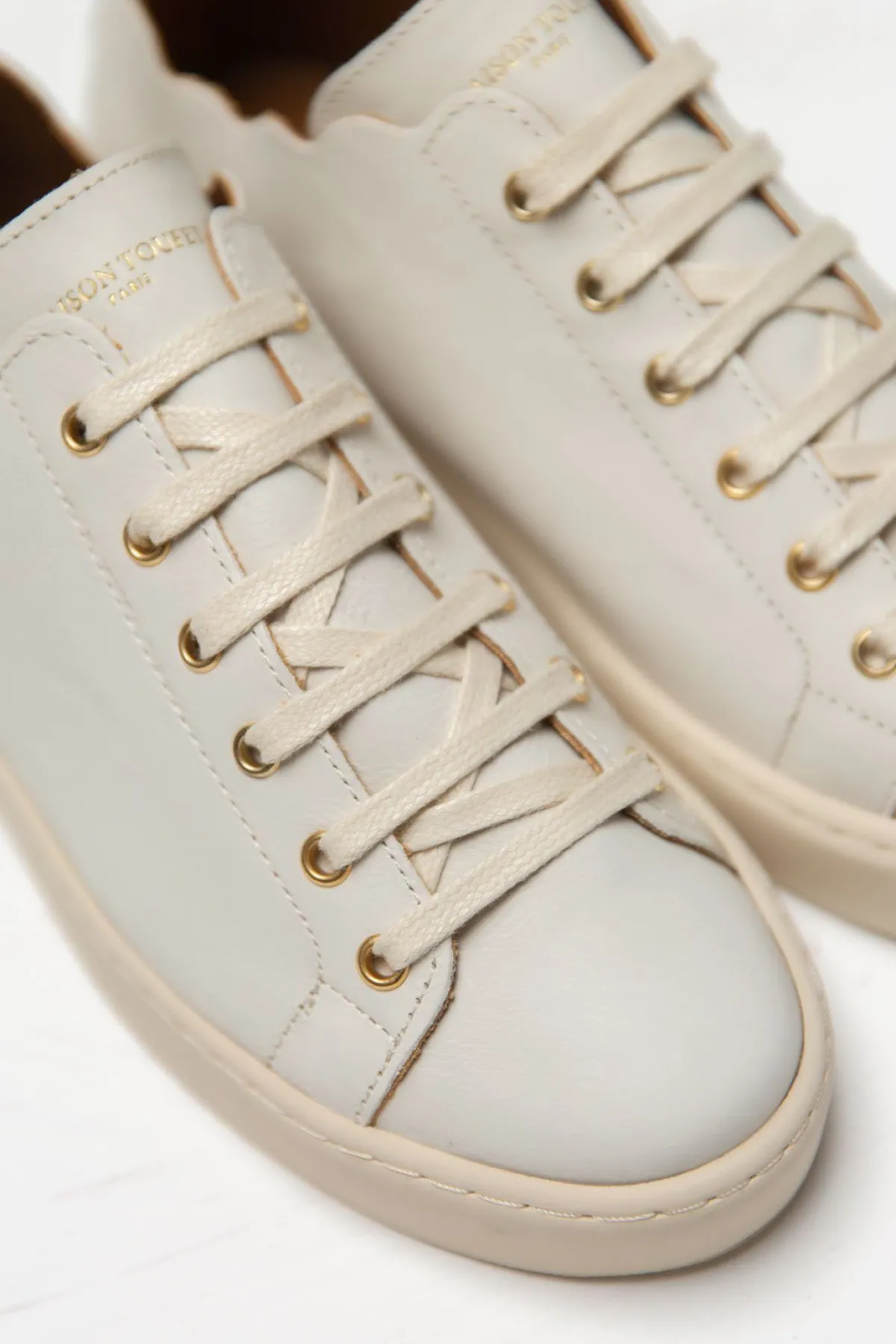 Braut Sneaker aus nachhaltigem Leder - Julie Beige<Maison Toufet Sale