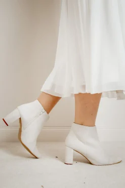Braut Stiefelette aus Leder – Anissa Off-White<Elsa Coloured Shoes Outlet