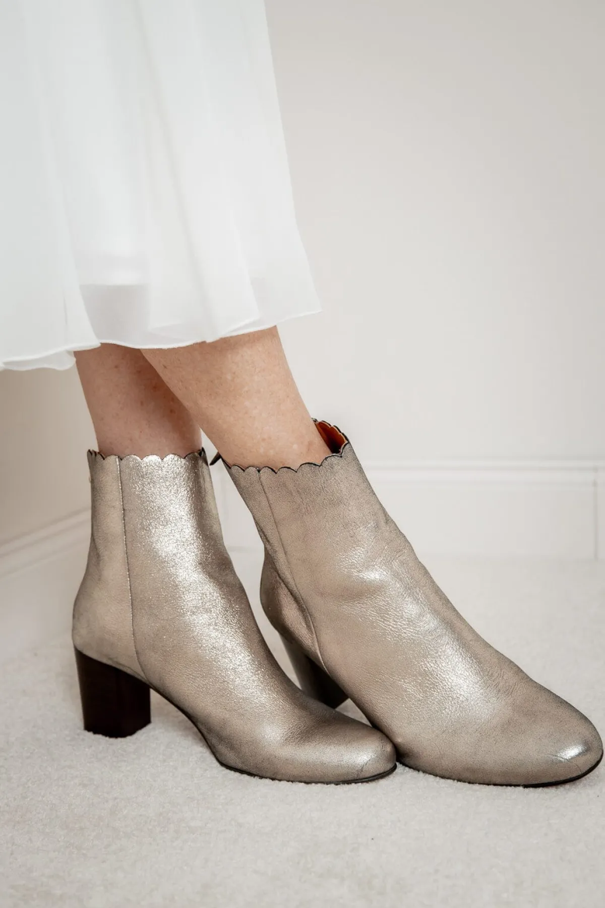 Braut Stiefelette aus Metallic-Leder - Giselle Gold<Maison Toufet Online