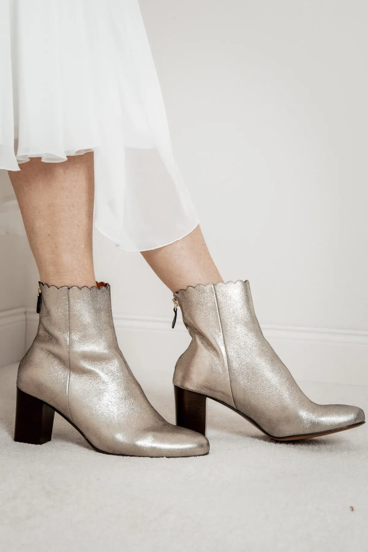Braut Stiefelette aus Metallic-Leder - Giselle Gold<Maison Toufet Online