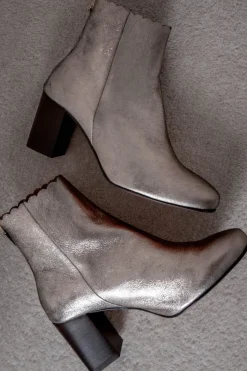 Braut Stiefelette aus Metallic-Leder - Giselle Gold<Maison Toufet Online