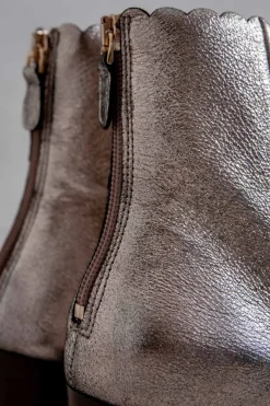Braut Stiefelette aus Metallic-Leder - Giselle Gold<Maison Toufet Online