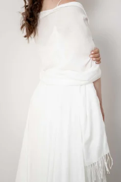 Braut Stola in Ivory mit Fransen<Weise New