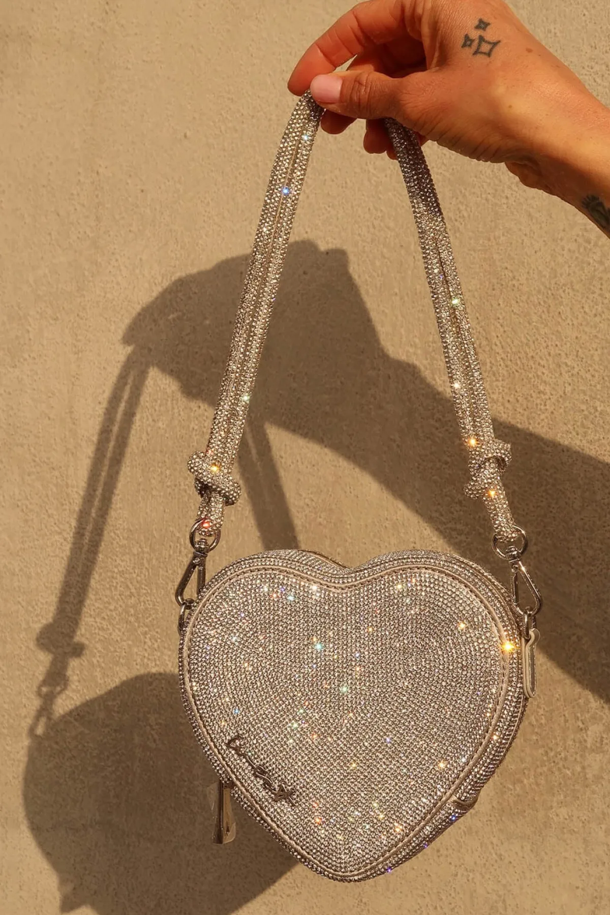 Braut Tasche in Herzform – Midi Heart Bag Crystal Silver |<Weat