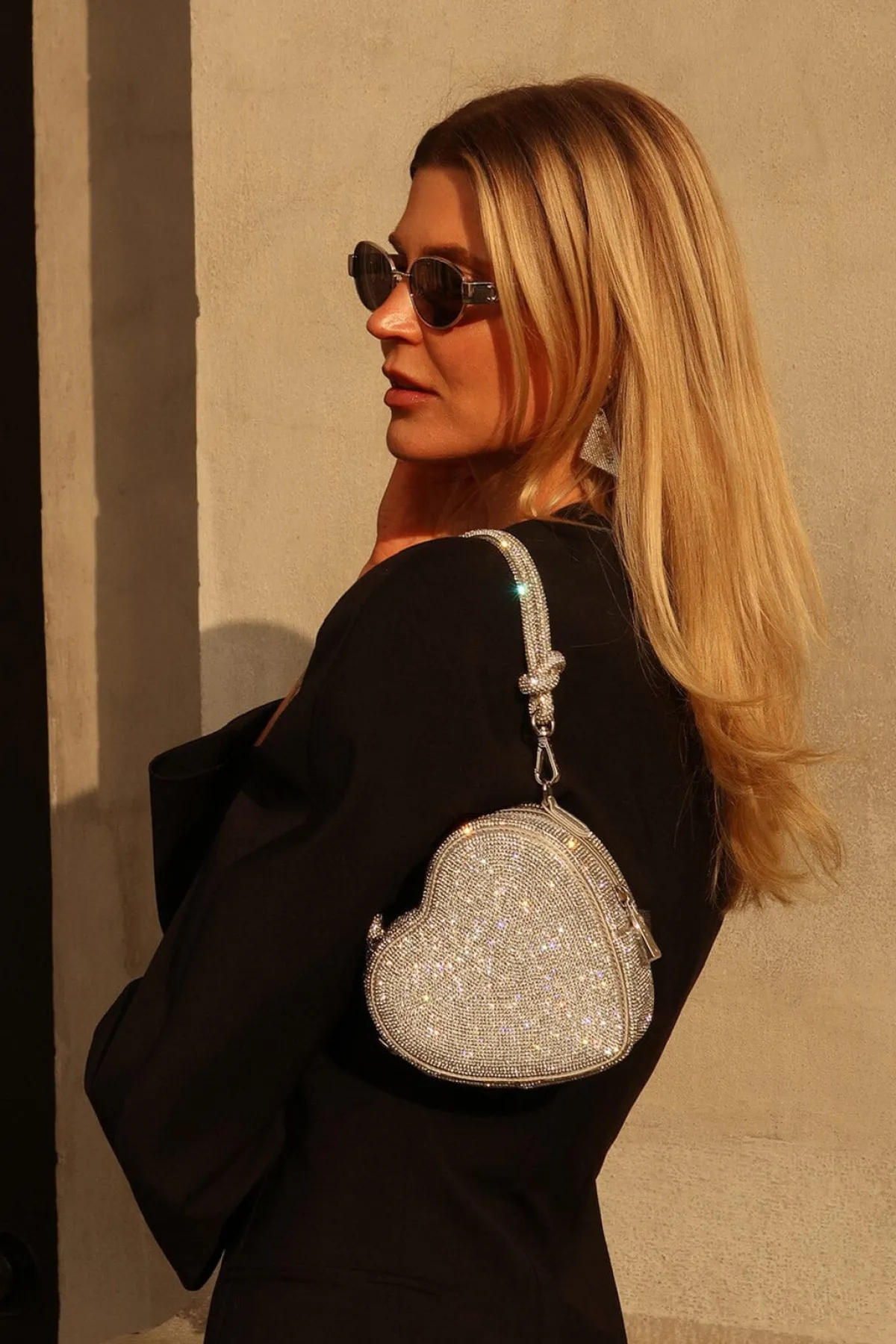 Braut Tasche in Herzform – Midi Heart Bag Crystal Silver |<Weat