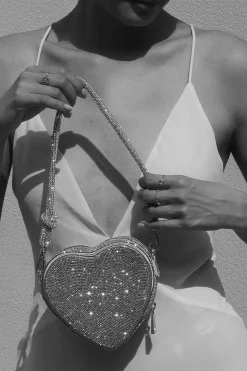 Braut Tasche in Herzform – Midi Heart Bag Crystal Silver |<Weat