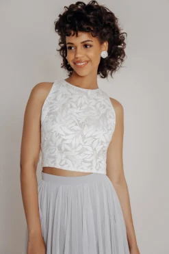 Braut Top mit Blätter-Muster und Rückenausschnitt – Emilia<noni Outlet